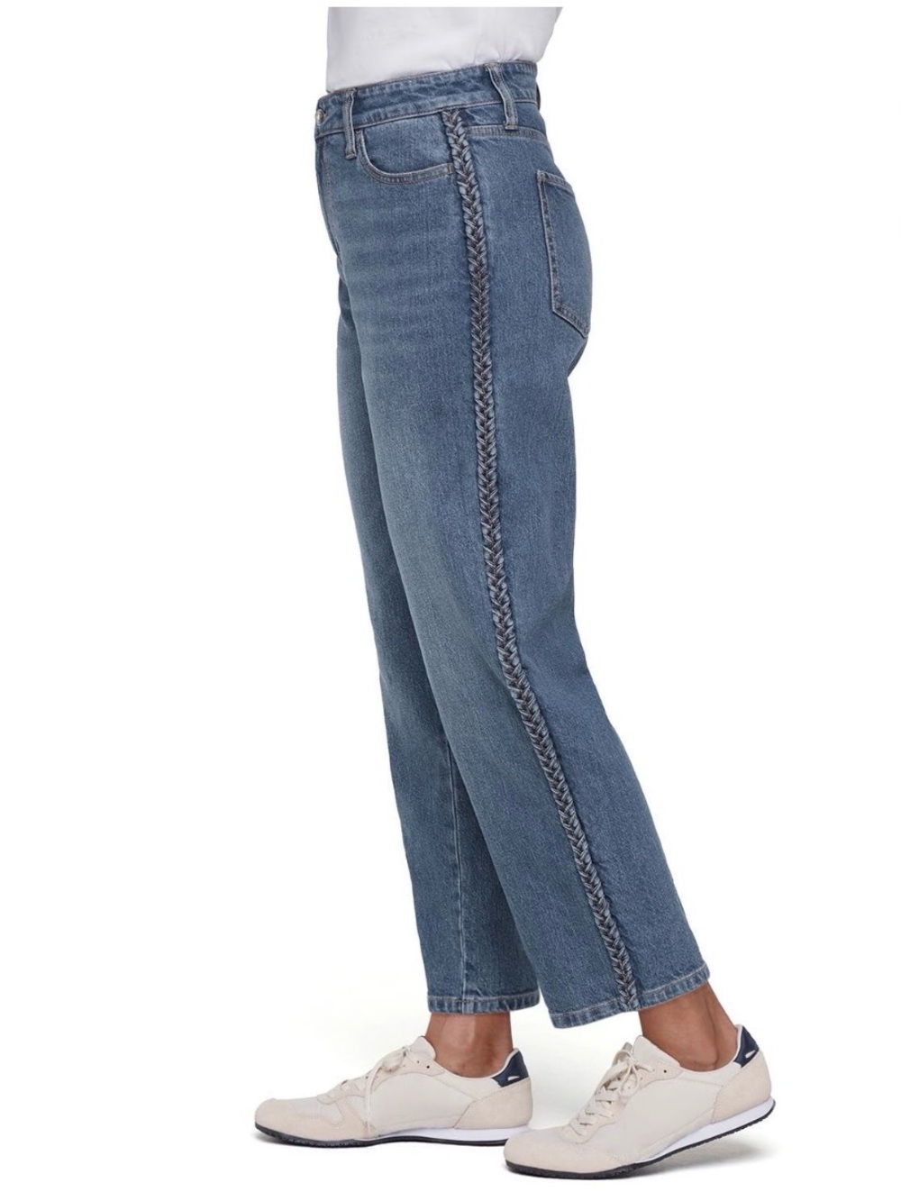 Express ankle, 10 denim Blue Denim Jeans with Braided Side Trim